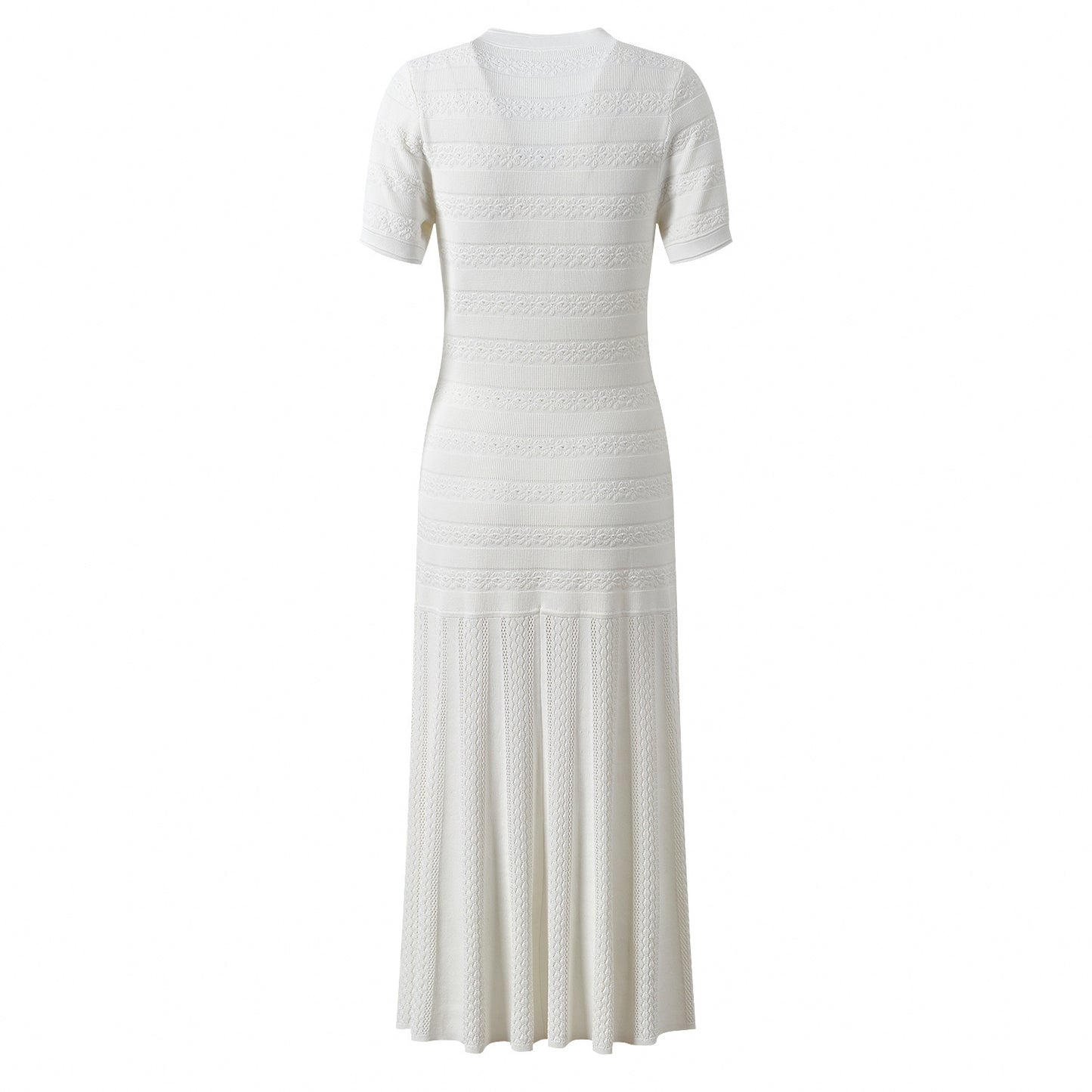 White short sleeved knitted slim and elegant dress