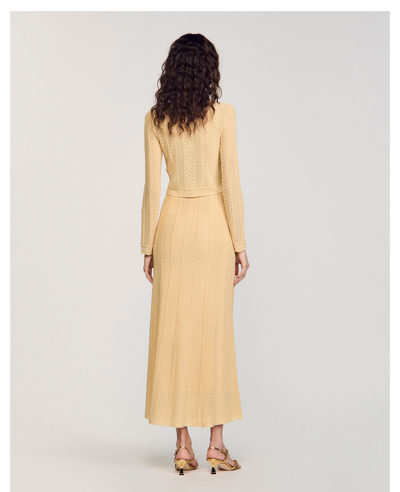 Women's gold knitted two-piece suit