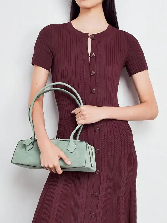 Women's short-sleeved round-neck knitted dress