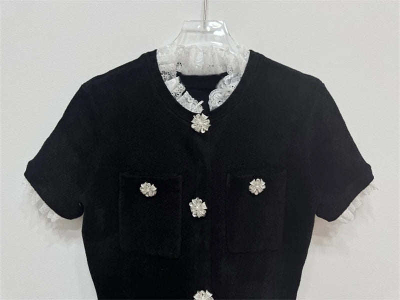 Women's black diamond slim elegant dress