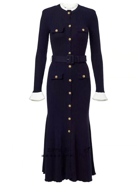 Women's long sleeve knitted slim dress