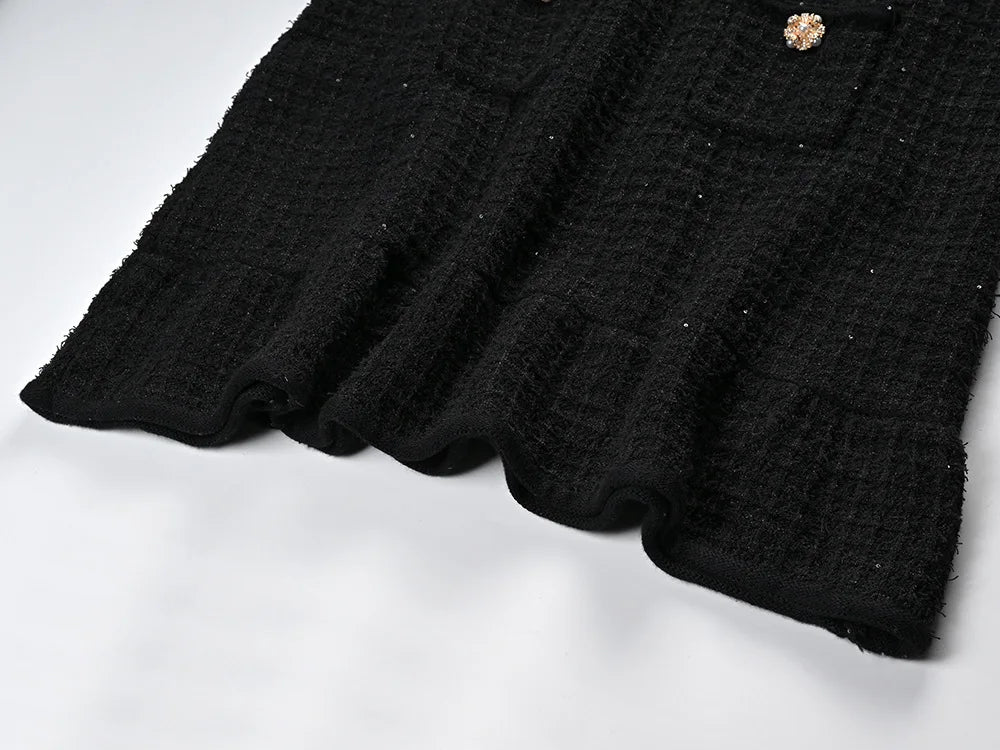 Women's black knitted elegant dress