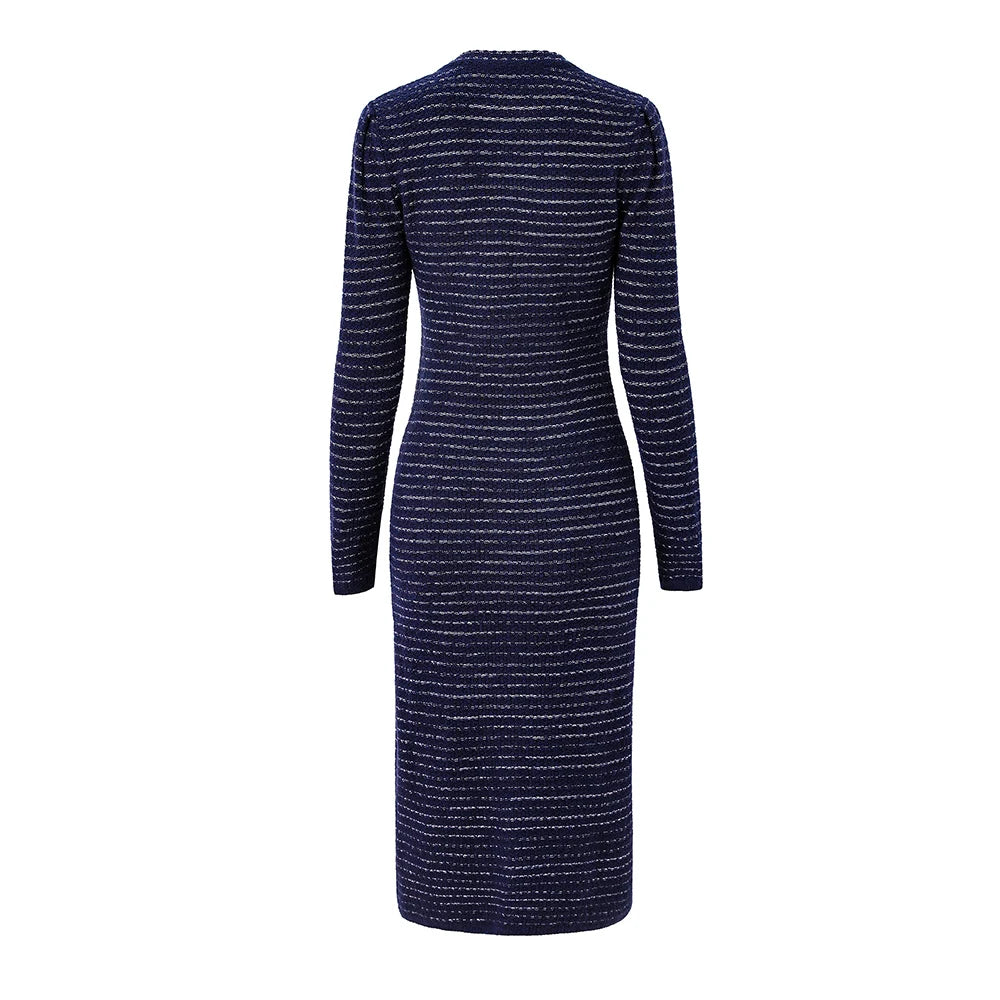 Women's red single-breasted knitted maxi dress
