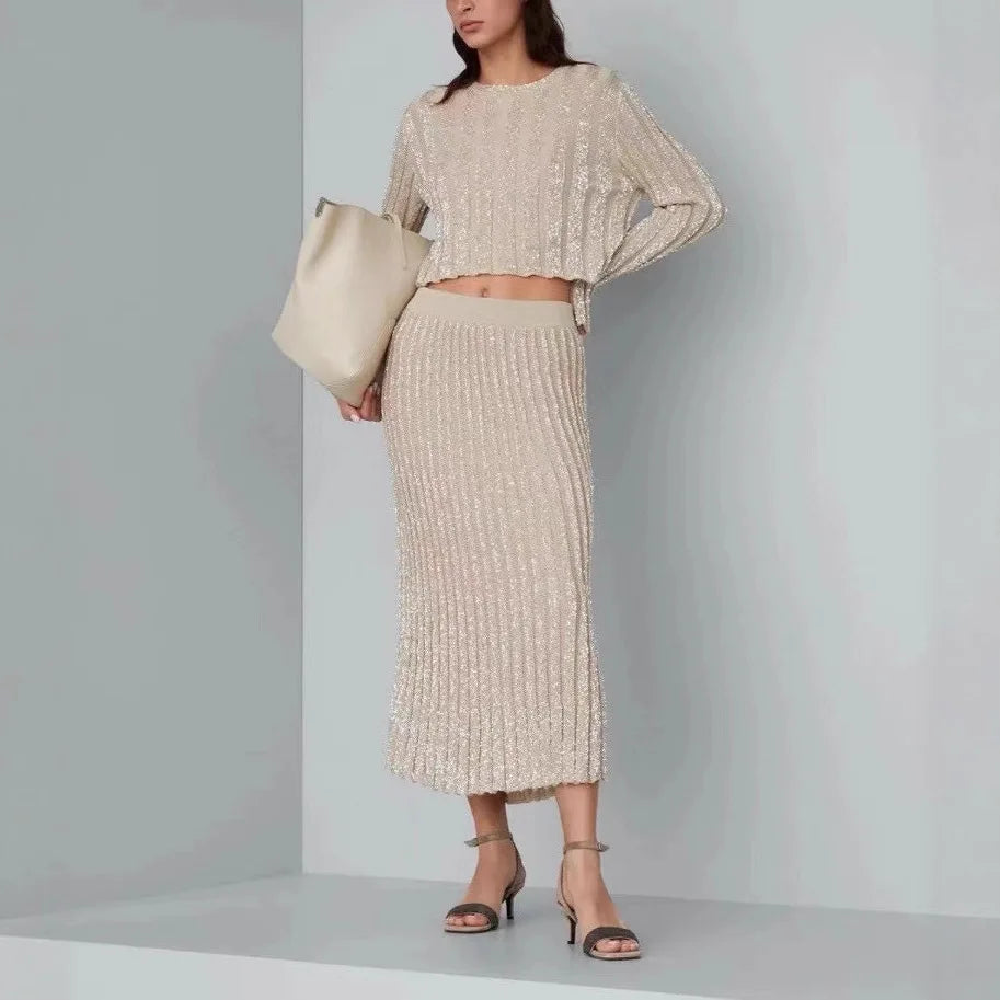 Women's elegant long sleeved two-piece set