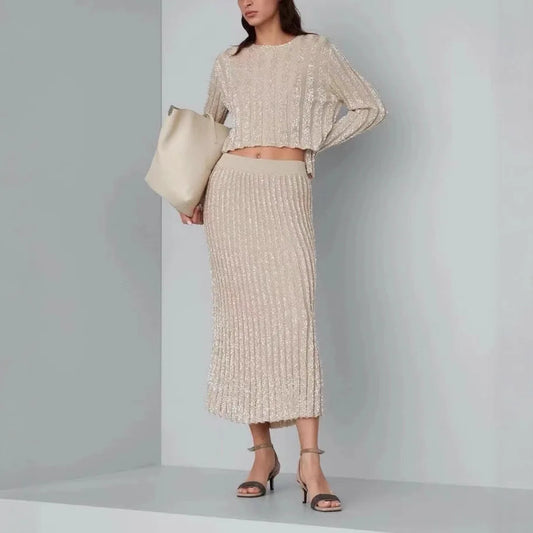 Women's elegant long sleeved two-piece set