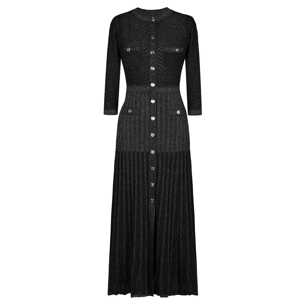 Women's round neck single breasted knitted dress