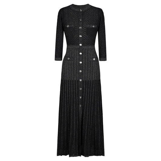 Women's round neck single breasted knitted dress