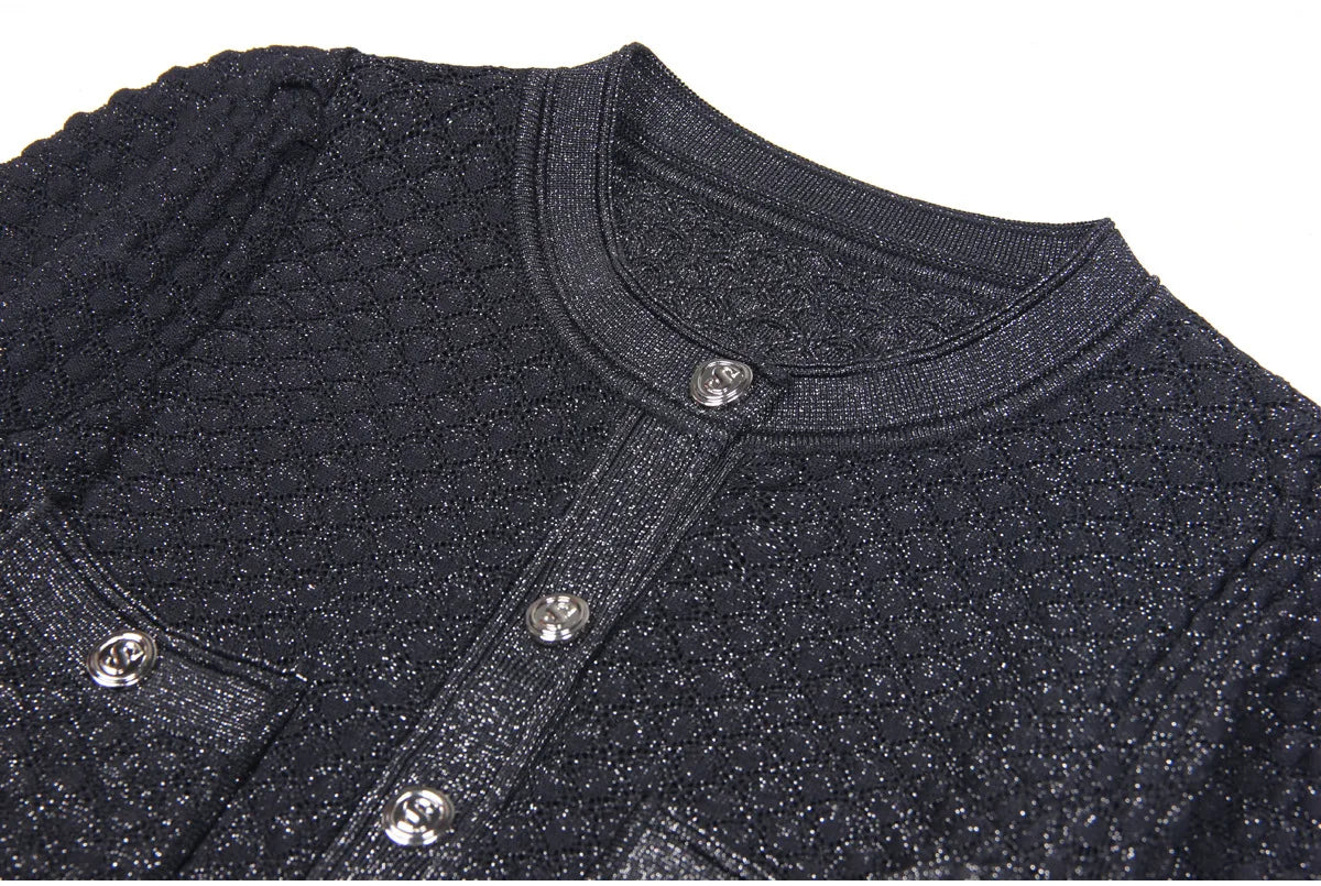 Women's round neck single breasted knitted dress