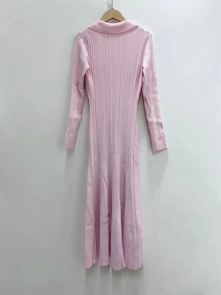 Pink Slim Fit Knit Dress for Women