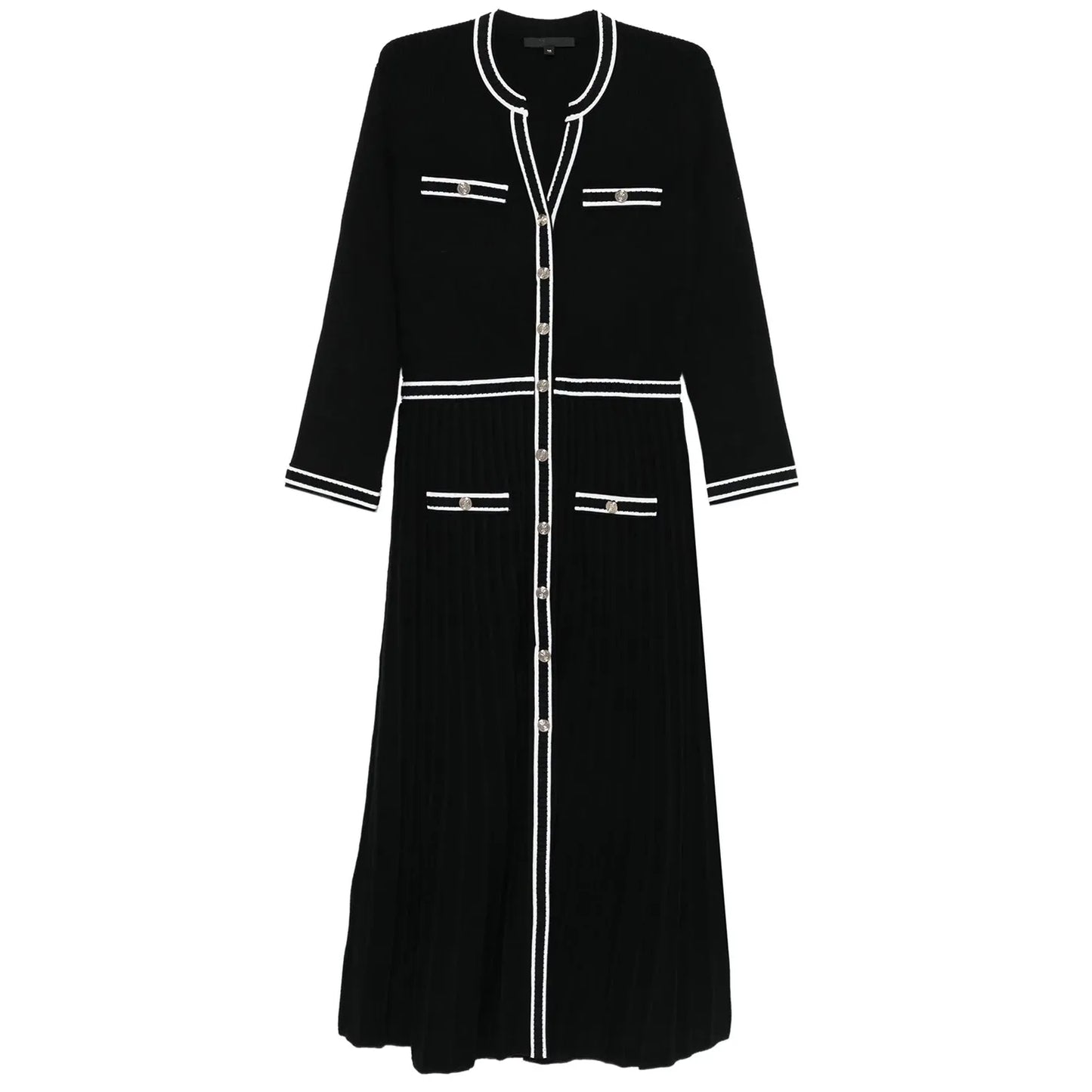 Women's black round neck seven quarter sleeve knitted dress