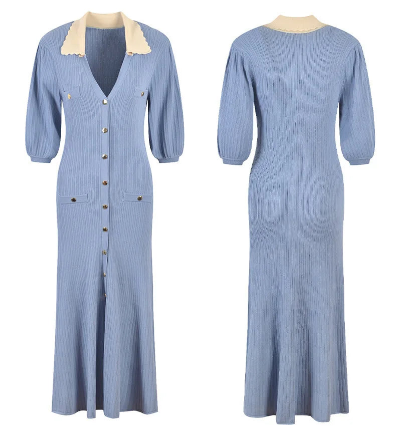 Women Single-breasted Mermaid Maxi Dress