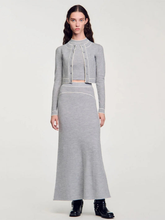 Elegant grey three-piece suit for women