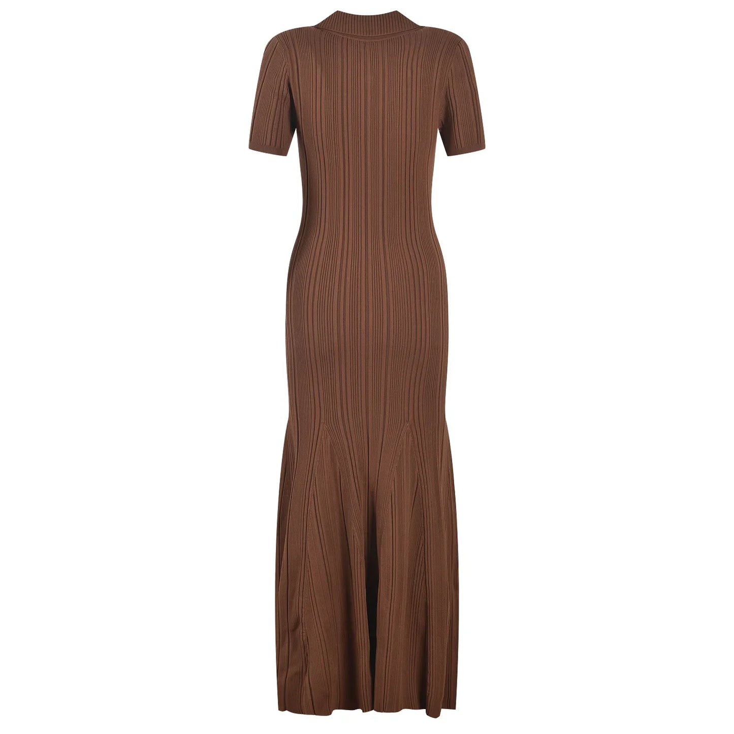 Short Sleeve Maxi Long Brown Knitted Vinatge Women Dress