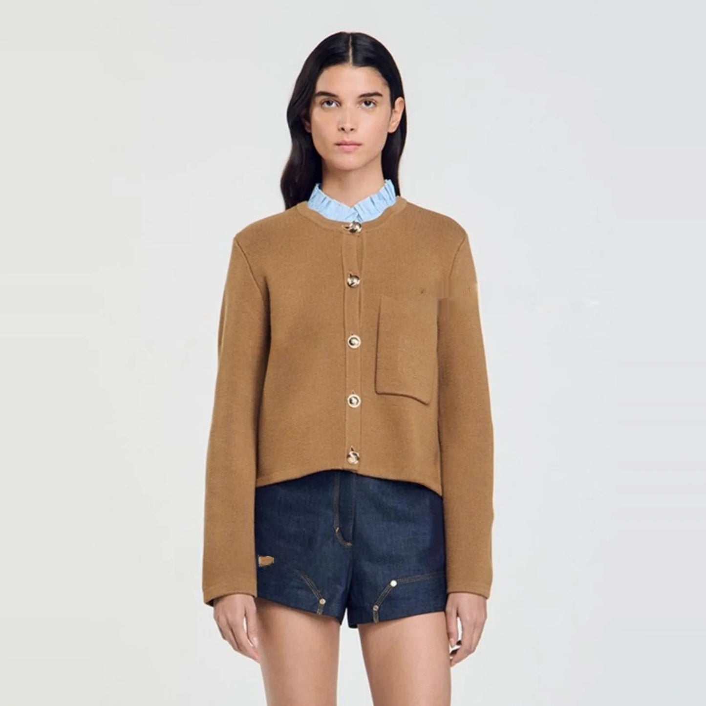 Women's Casual Long-Sleeved Cardigan with Embroidered Letters, Elegant Women's Top