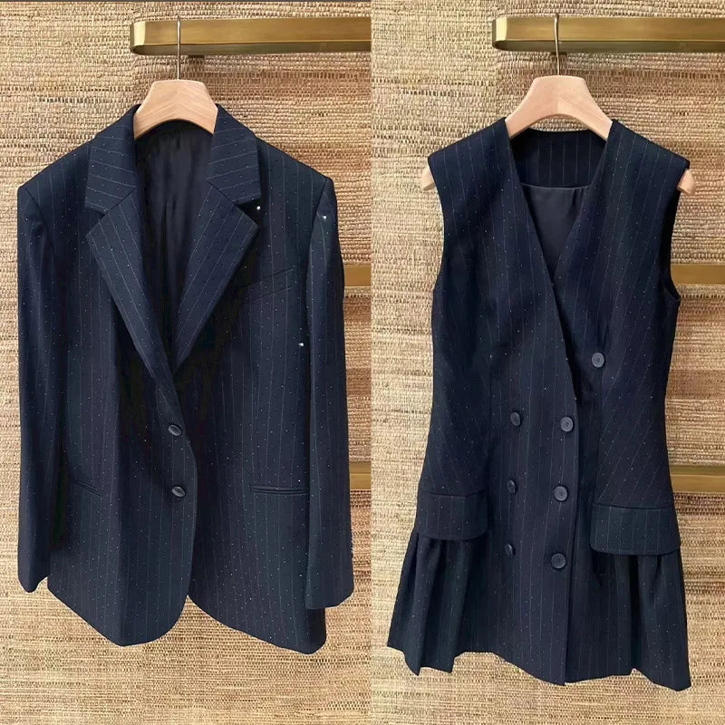 Women's black two-piece suit