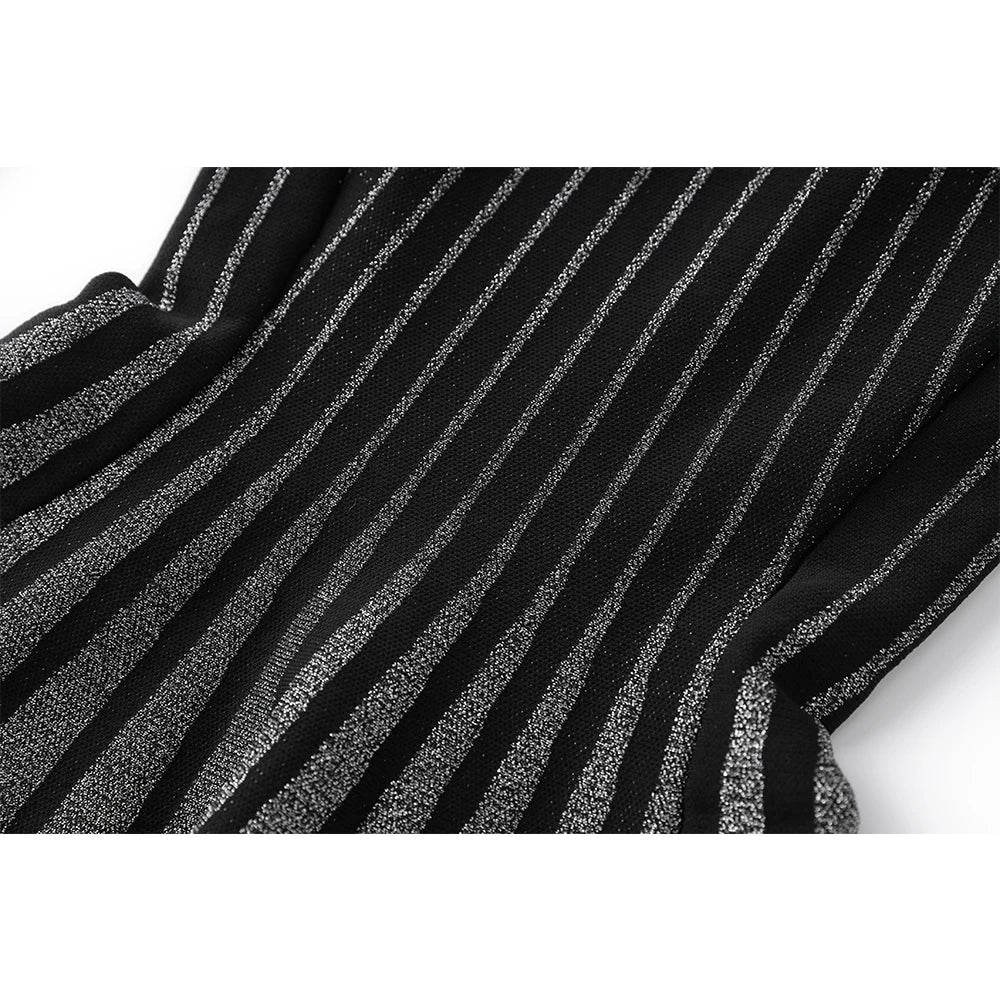 Silver Silk Waist Slimming Strap Dress Light Mature Knitted mini Dress