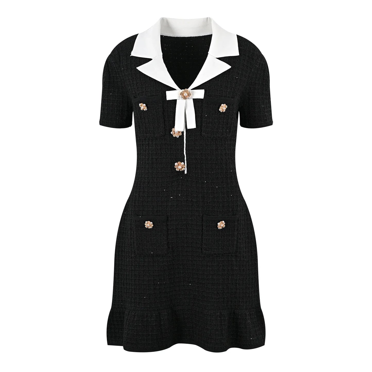 Women's black knitted elegant dress