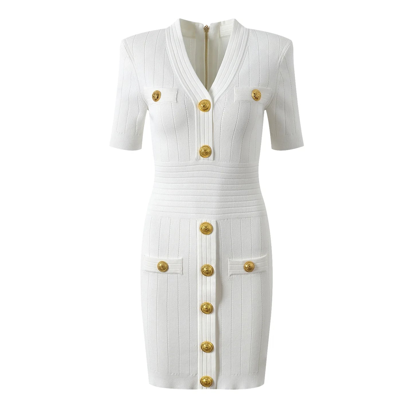 Short Sleeve V-neck Slim Knitting Casual Sheath Mini Dress Women