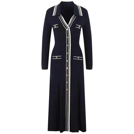 Women's elegant long sleeve knitted dress