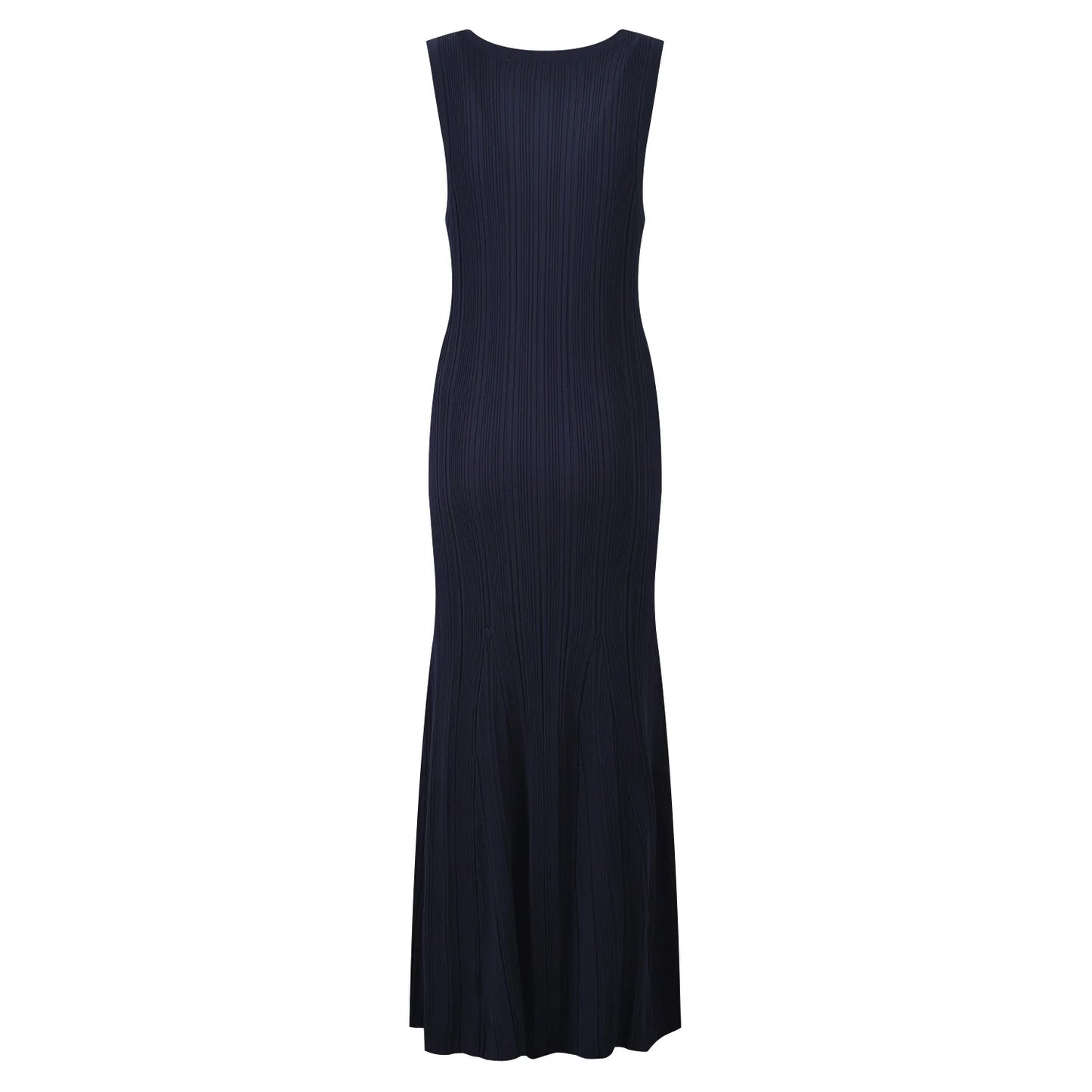 Solid Sleeveless Single-breasted Flared Hem Knit Long Dress For Women