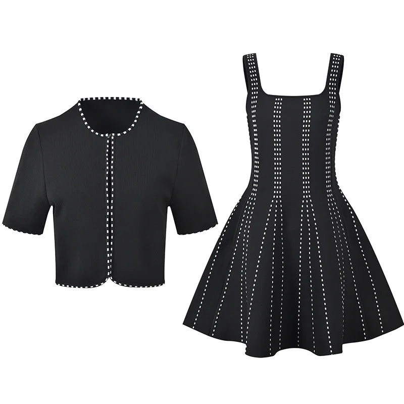 Women's Black Embroidered Two-Piece Set