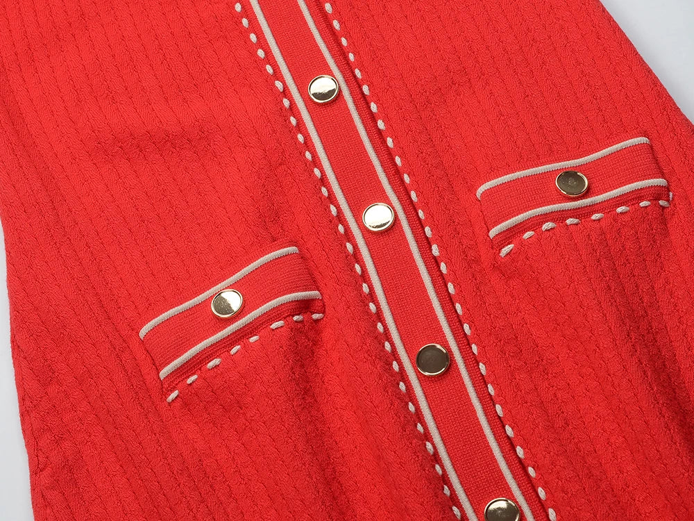 Women's red knitted dress