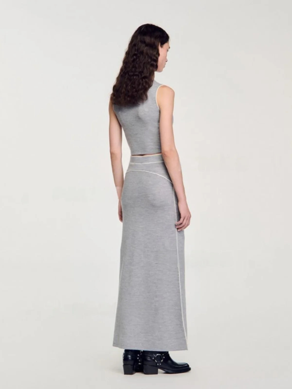 Elegant grey three-piece suit for women