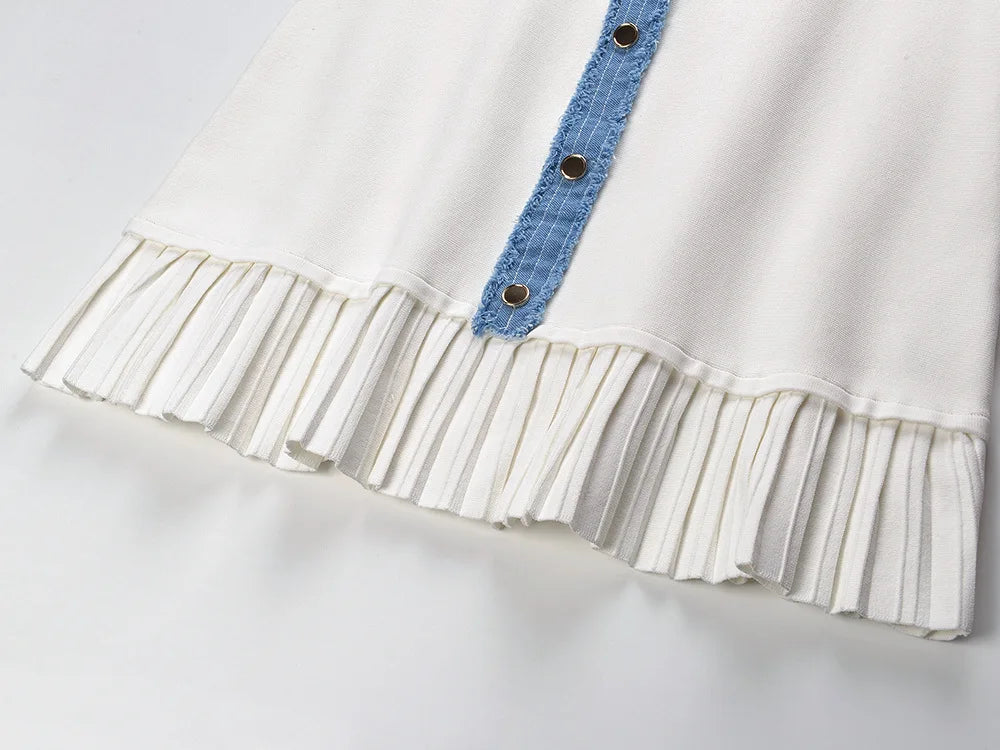 Women Single-breasted Short Mini Knitted Slim Fitted Dress