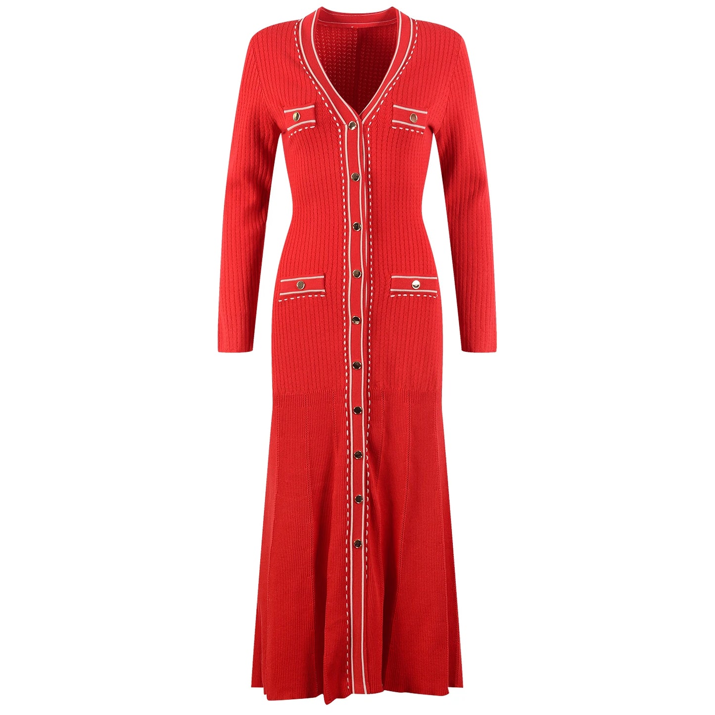 Women's red knitted dress