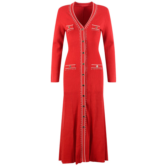 Women's red knitted dress