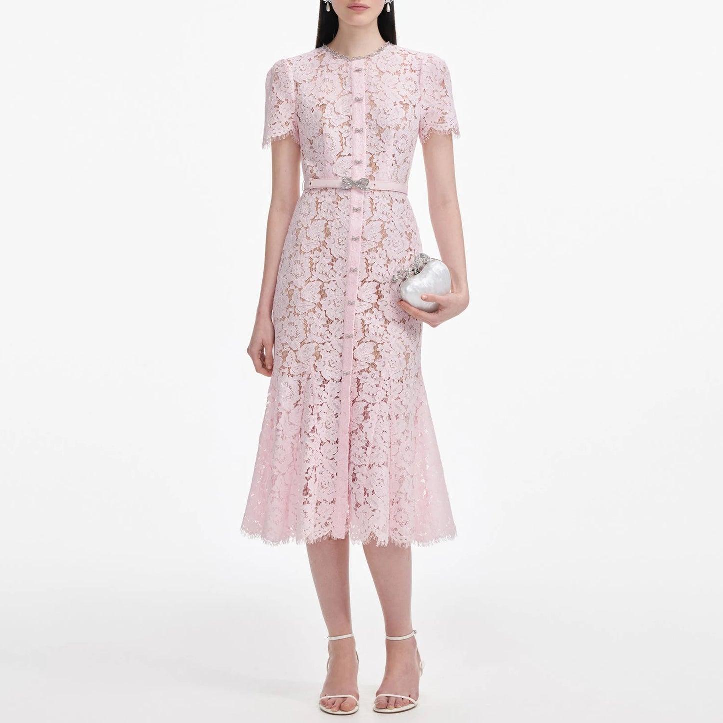 Women's lace short sleeved elegant dress