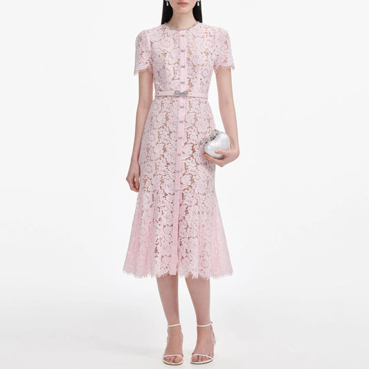 Women's lace short sleeved elegant dress