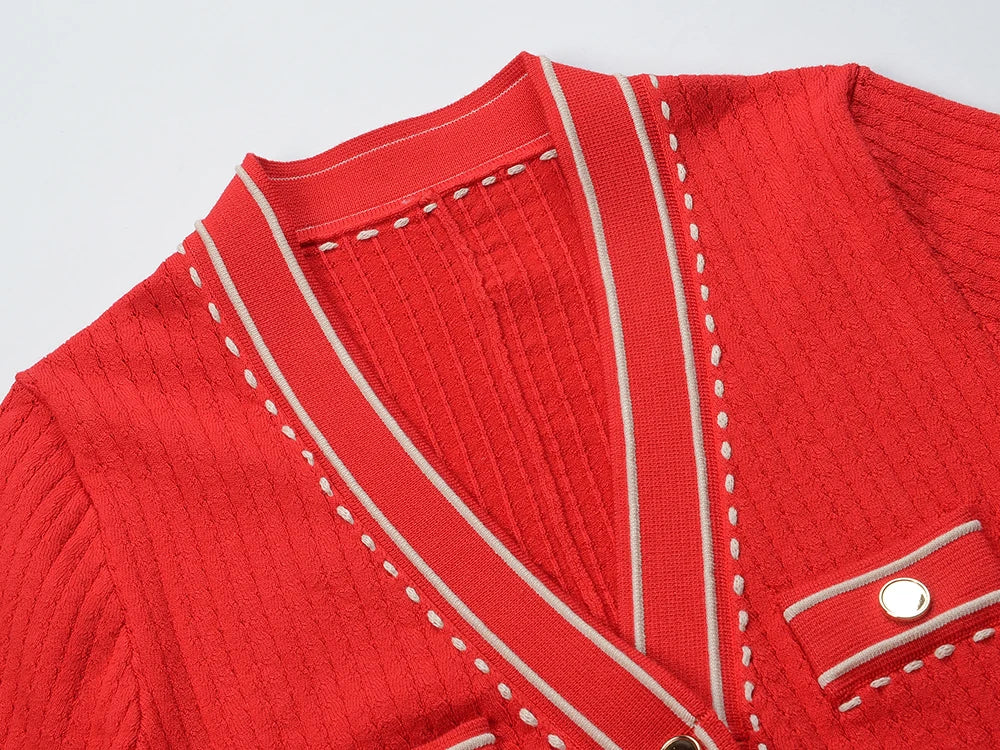 Women's red knitted dress