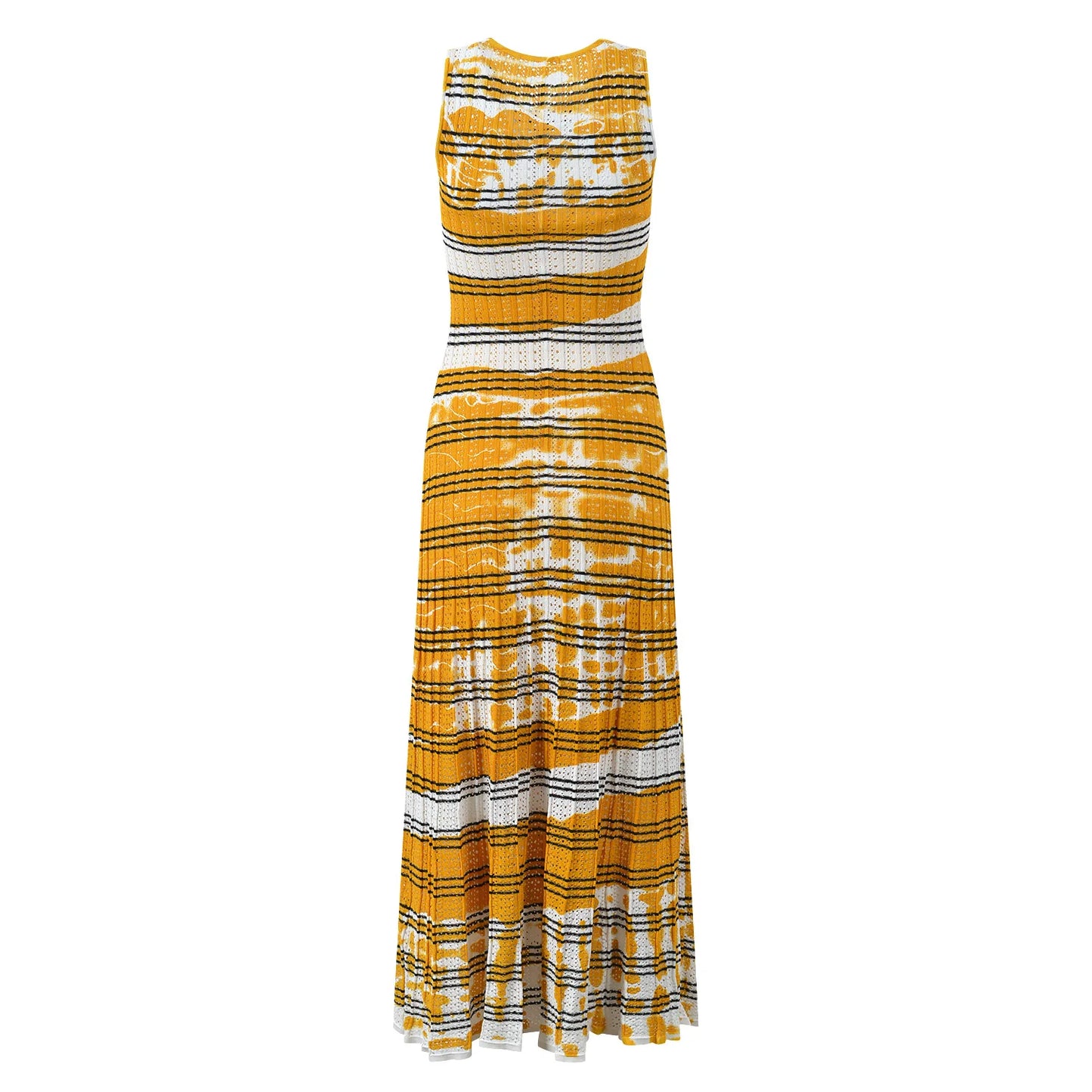 Sleeveless Holiday Casual Ladies Striped Long Dresses With Slip Lining