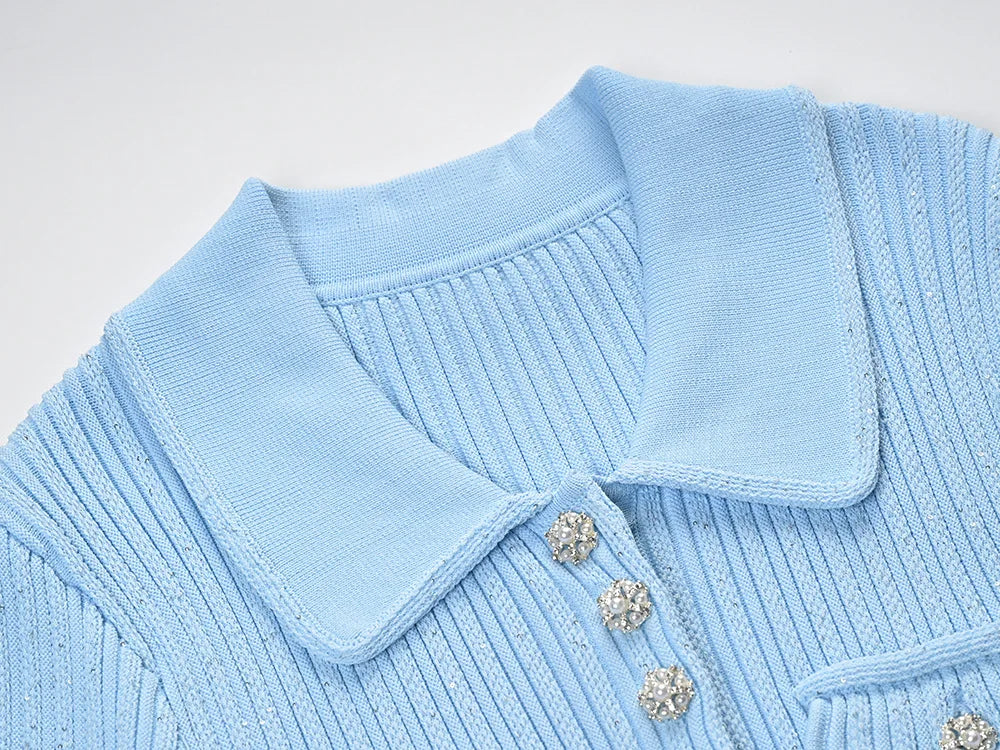 Short Sleeve Women Knit Sequin Slim Fitted Flounced Short Solid Dress