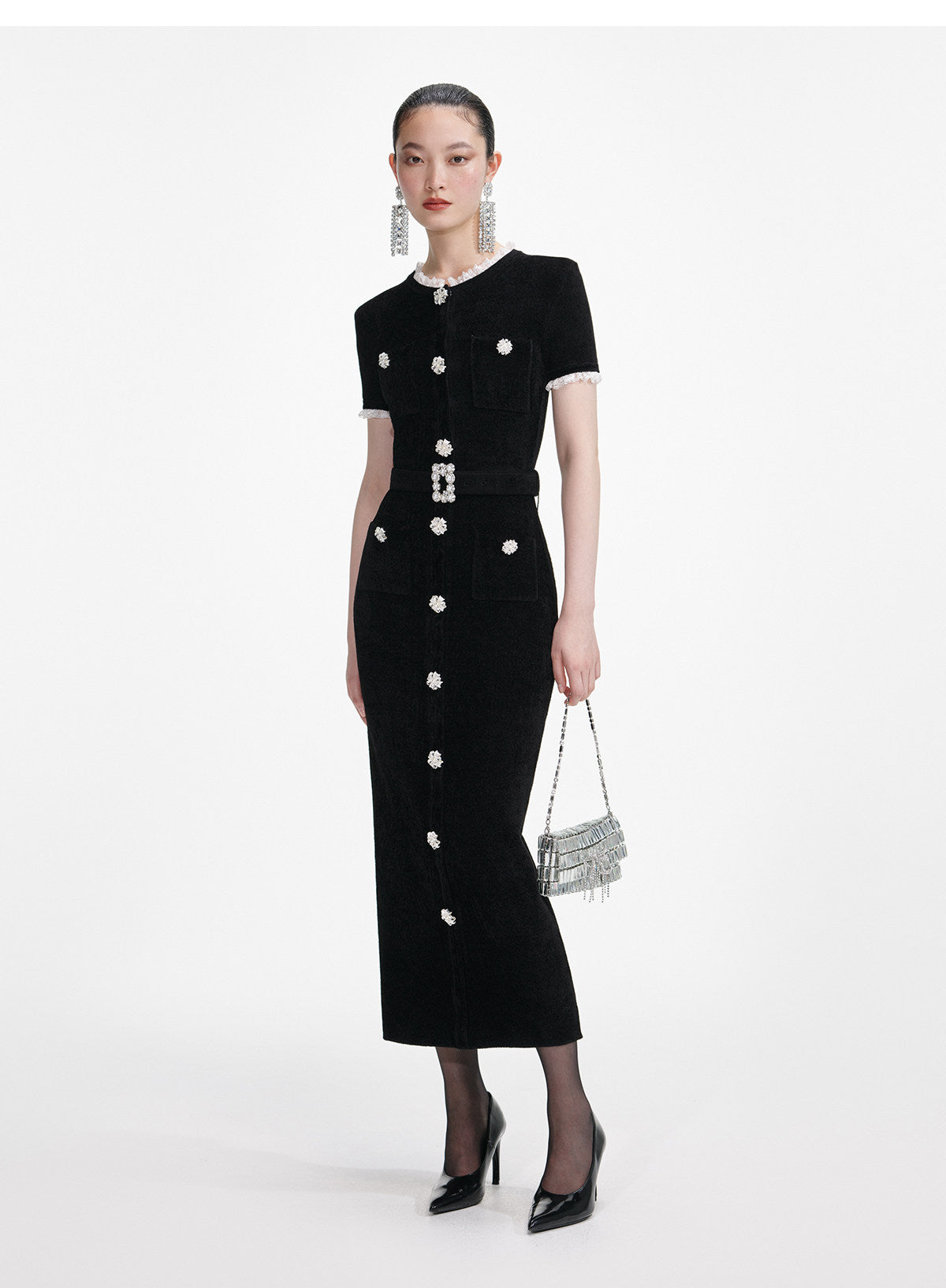 Women's black diamond slim elegant dress