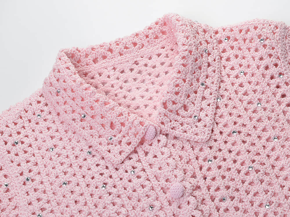 Pink diamond cardigan for women