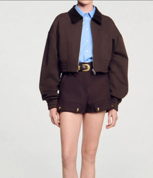 Women's retro brown wool jacket top