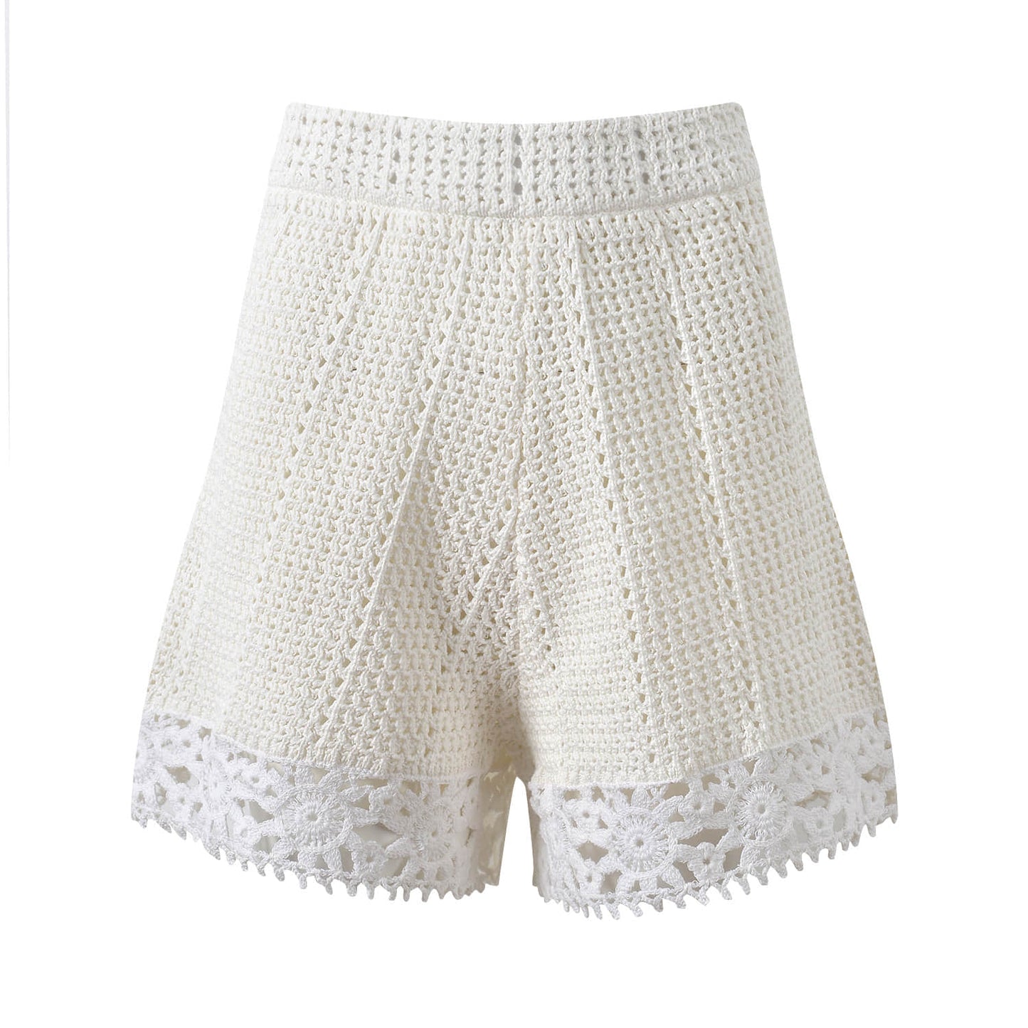 Women's white crew neck knitted two-piece suit
