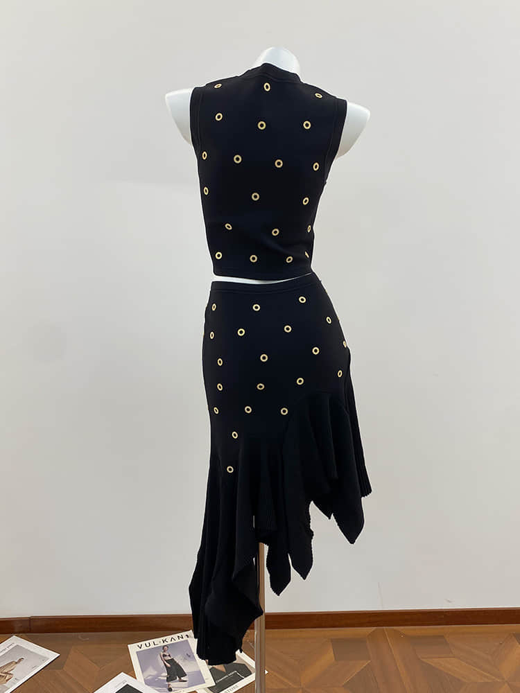 Women's black casual two piece suit
