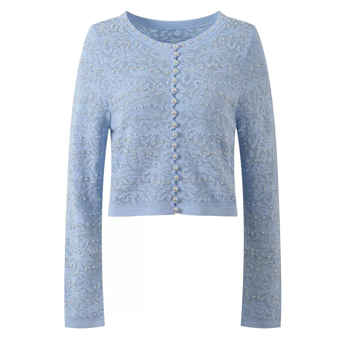 Women's Blue Knitted Cardigan Dress Two Piece Suit