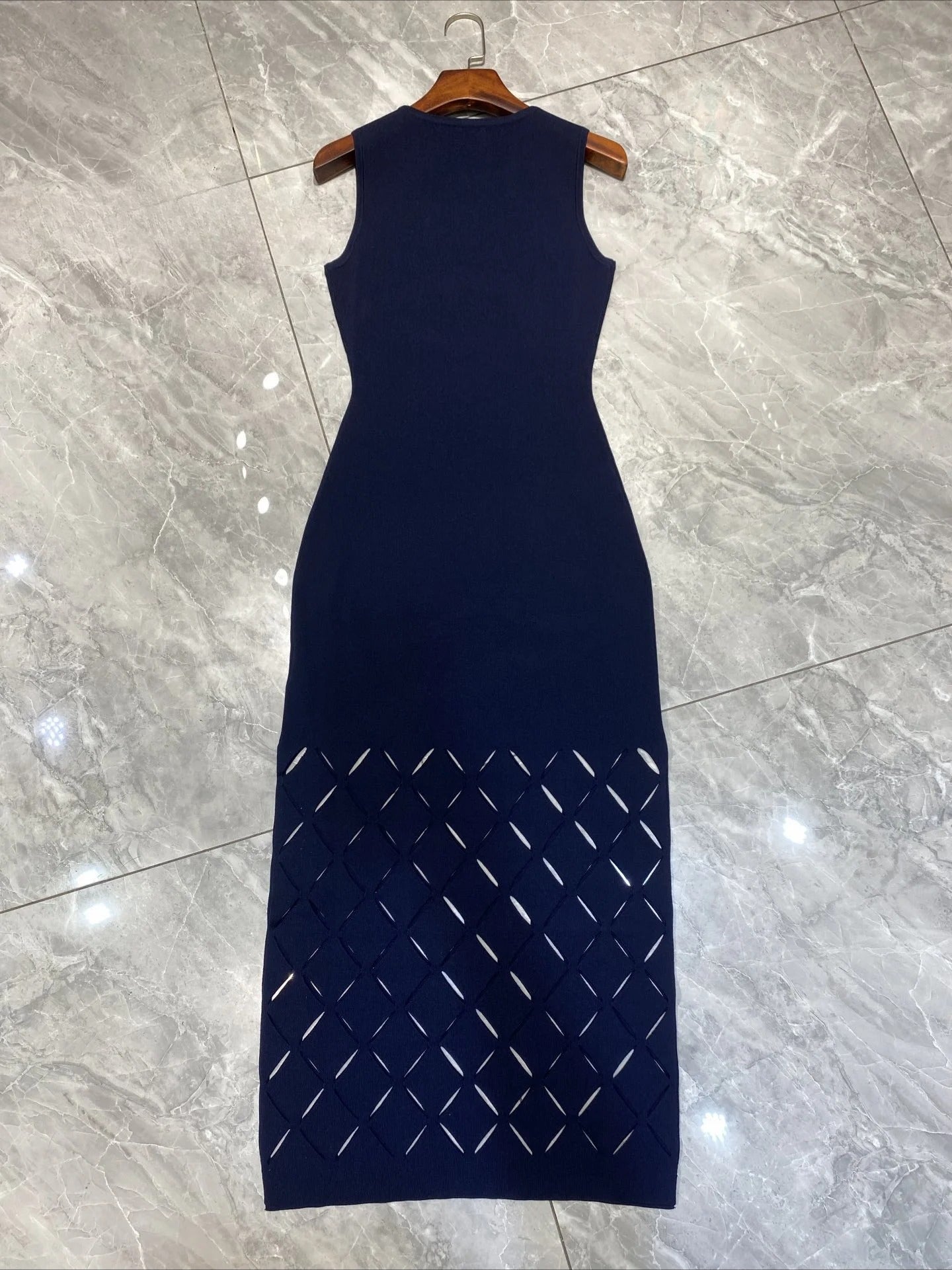 Women's dark blue dress cardigan two-piece set