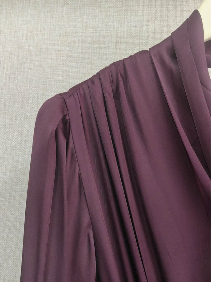 Women's wine red long sleeved elegant dress