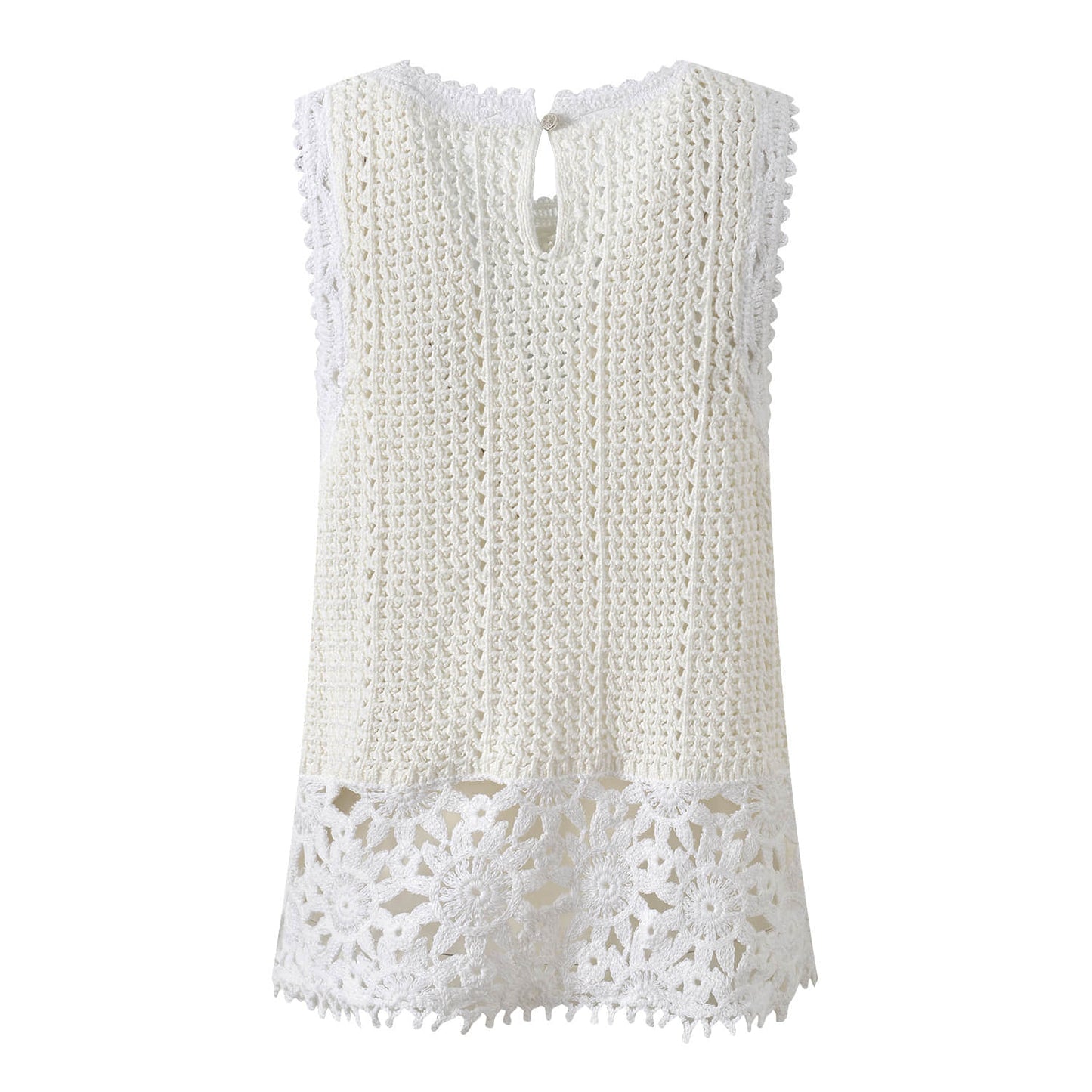 Women's white crew neck knitted two-piece suit