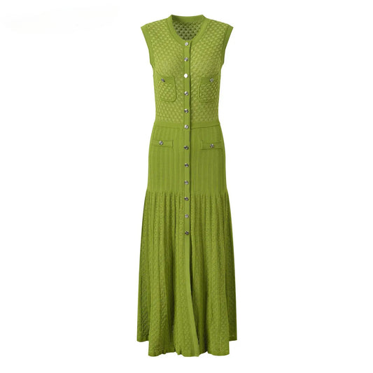 Summer O-neckline Women Knitted  Fashion Long Dresses