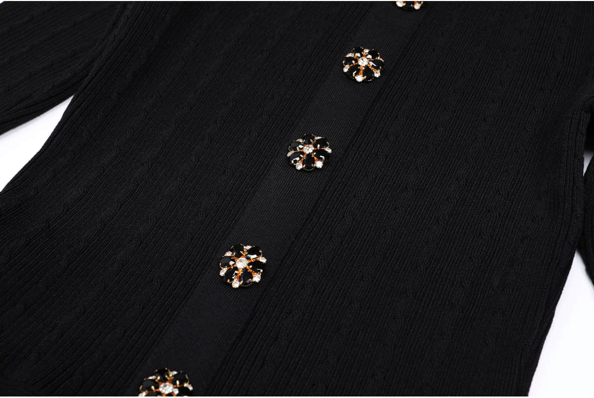 Black long sleeved knitted elegant dress