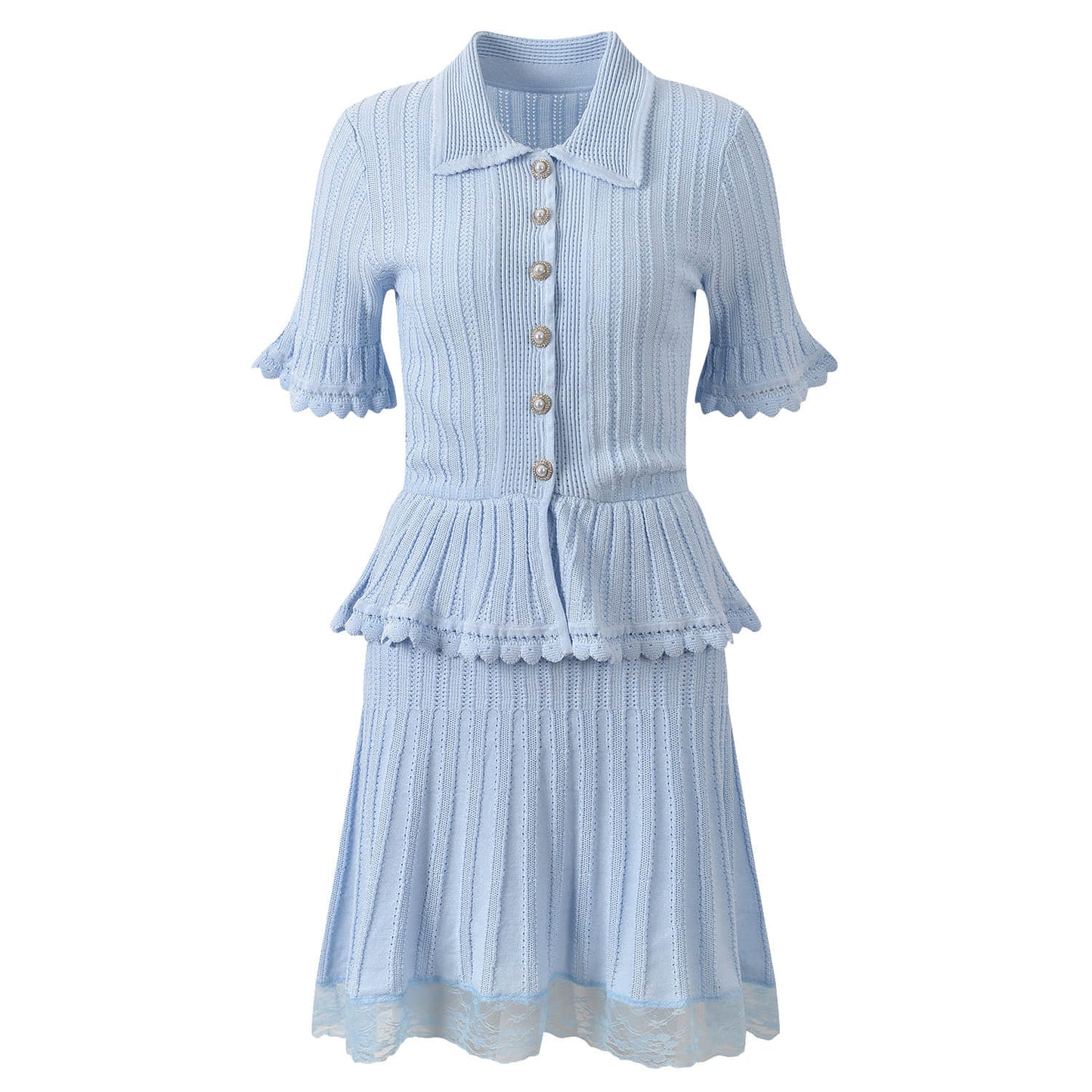Blue short sleeve elegant dress