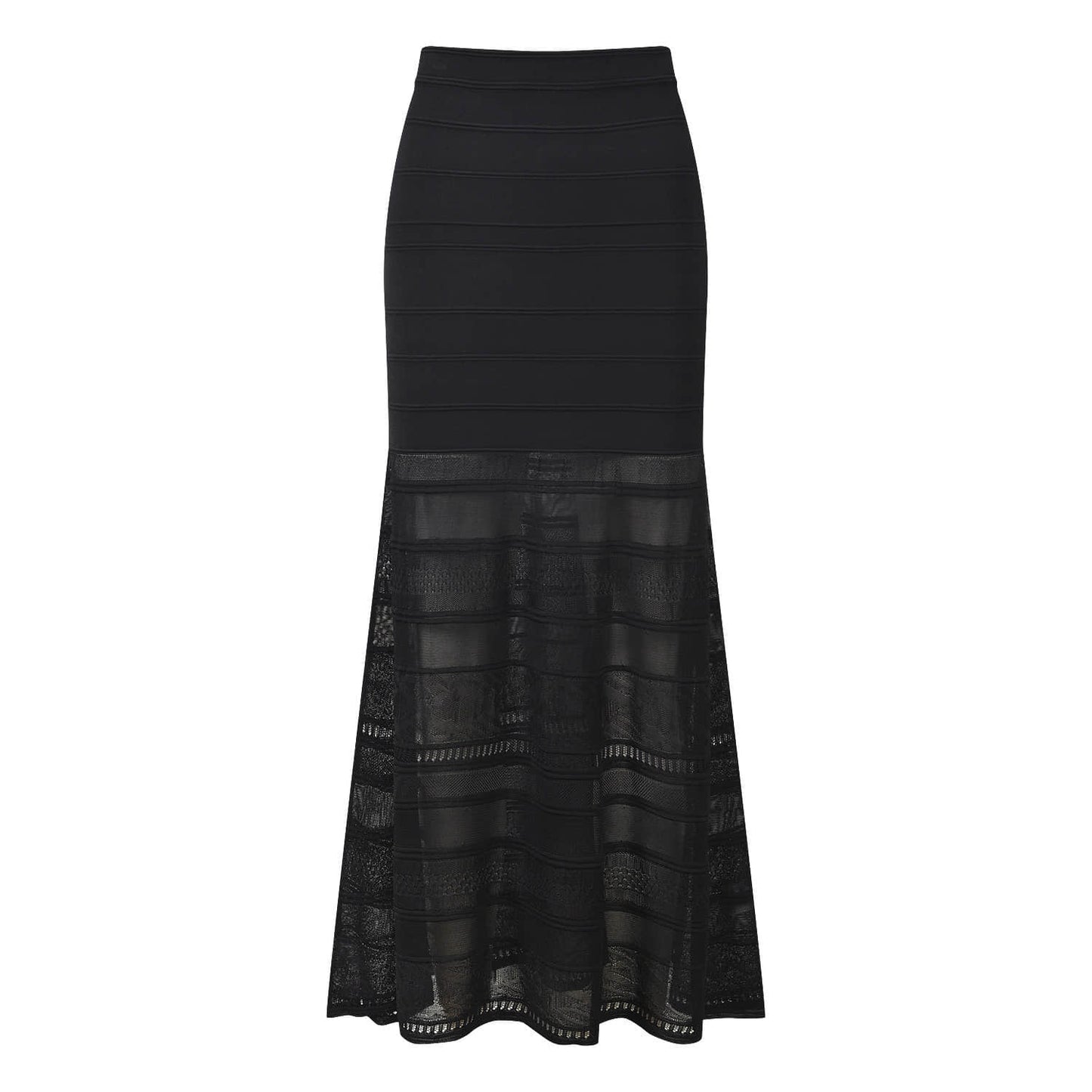Women's black knitted midi skirt