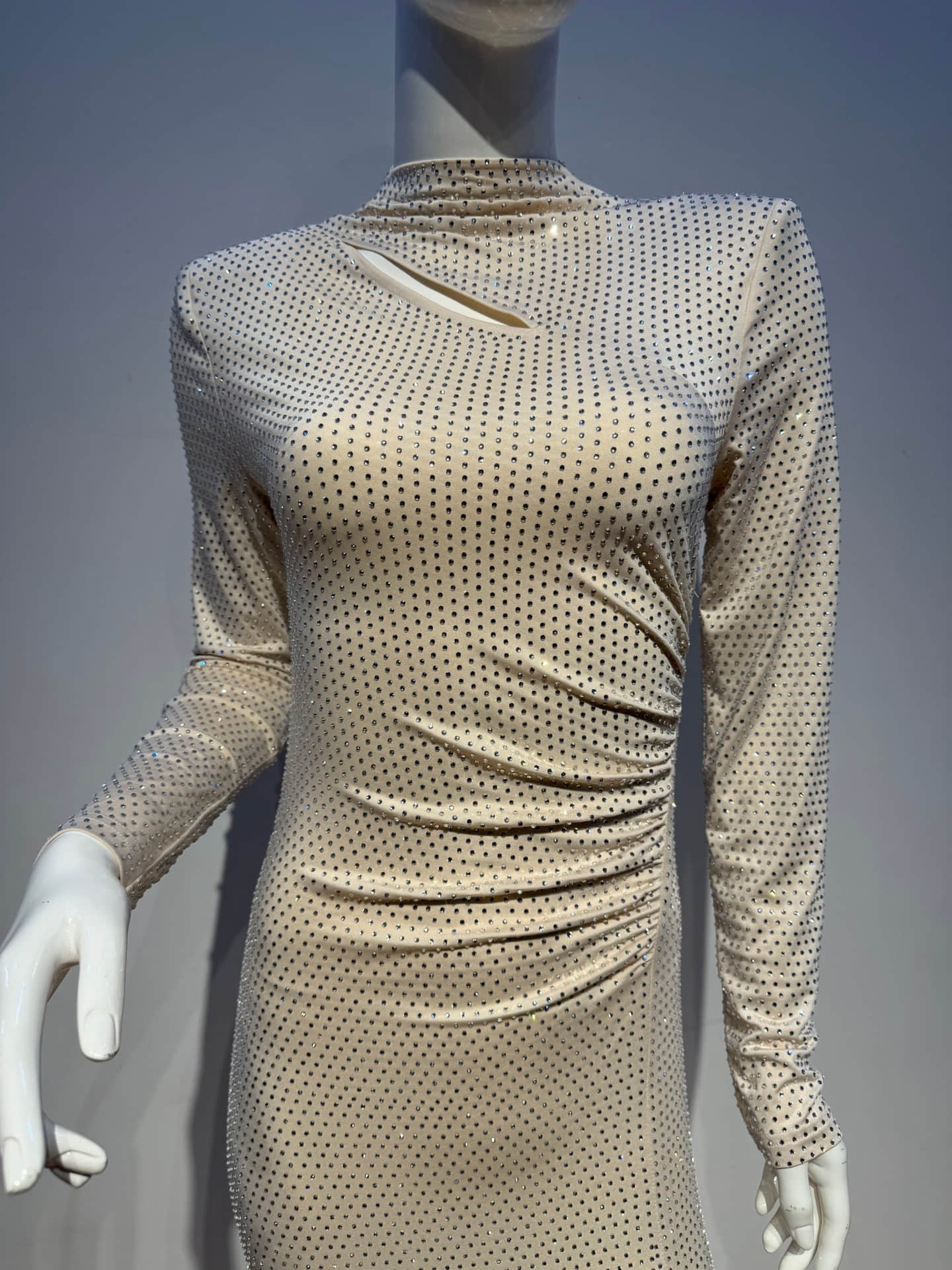 Women's long sleeve diamond long dress