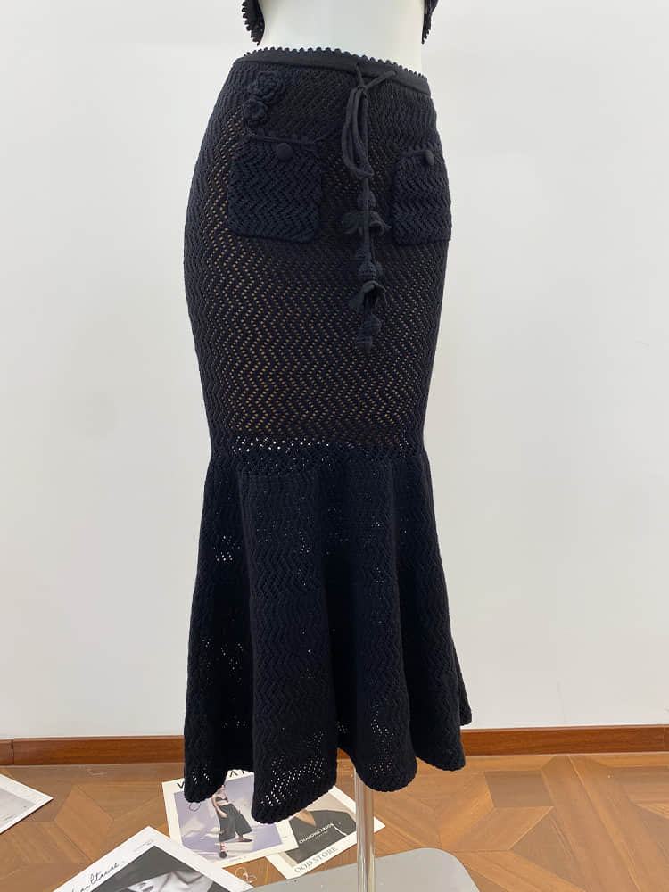 Women's Black Hollow Slim Fit Two Piece Suit